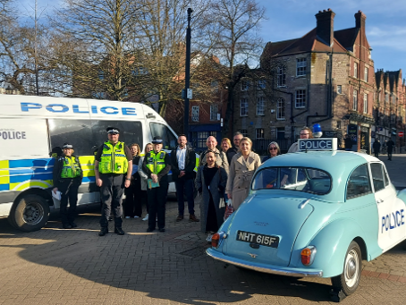 A large group of police.